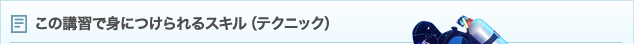 この講習で身につけられるスキル（テクニック）