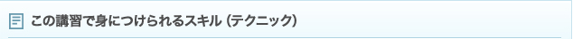 この講習で身につけられるスキル（テクニック）